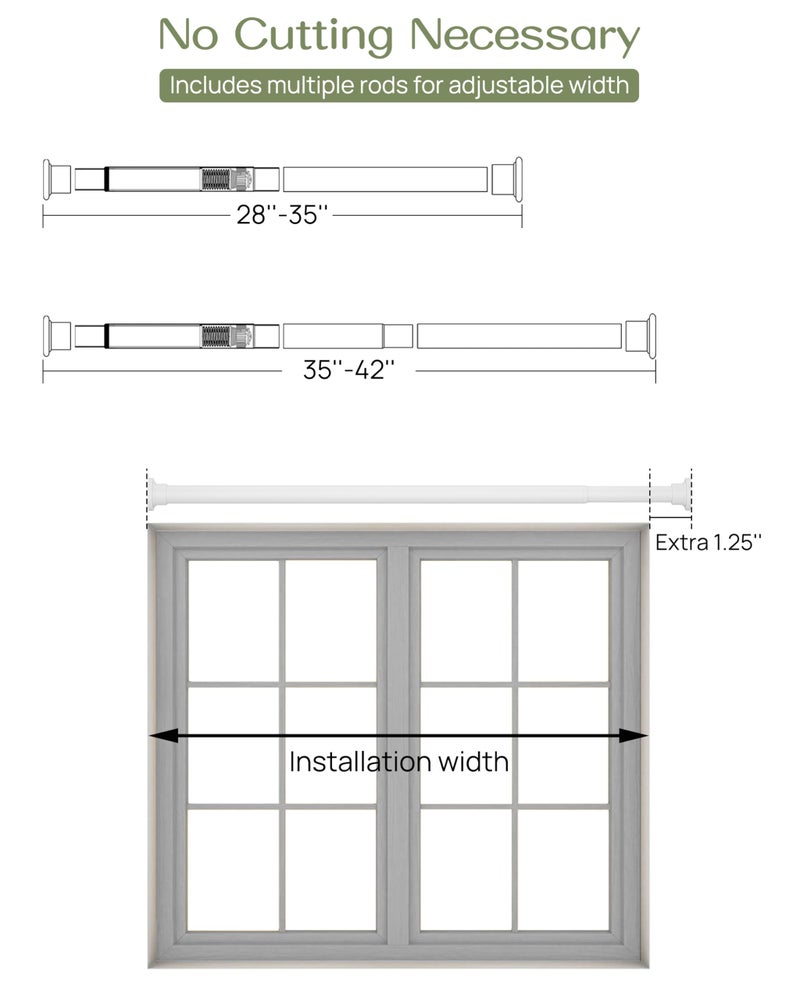 ALLZONE Heavy Duty Tension Shower Curtain Rod 28-42 Inches for Bathroom, Window, Non-Slip, Adjustable with Strong Spring Pole for Closet, Doorway, No Rust, No Drilling, White - Image 2